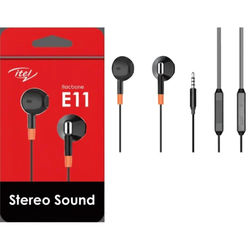 Itel E11 Stereo Sound Wired Earphone with Mic – 3.5mm Jack