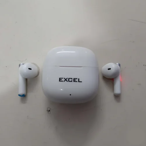 Excel N-02 True Wireless Bluetooth Earbuds with Charging Case – White Color