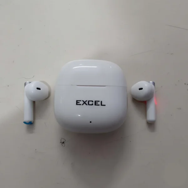 Excel N-02 True Wireless Bluetooth Earbuds with Charging Case – White Color