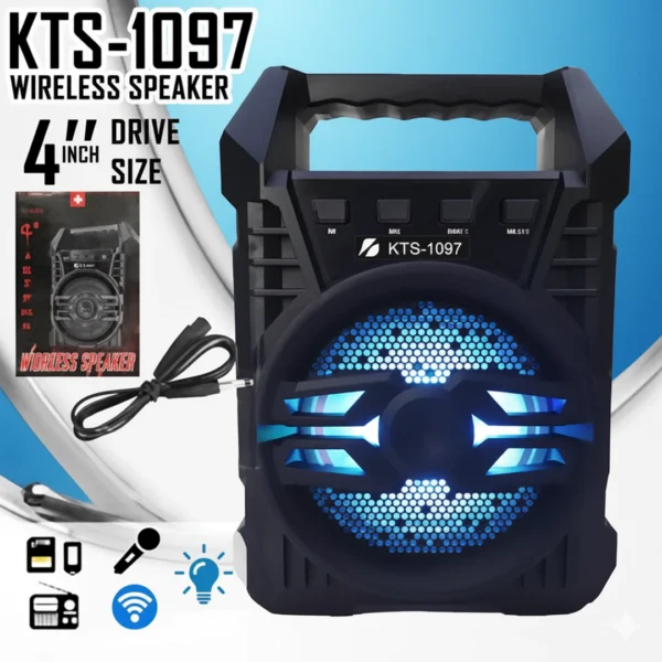 KTS-1097 Wireless Bluetooth Speaker with LED Light and 4-Inch Driver