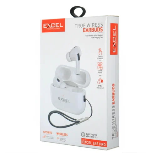Excel E45 Pro True Wireless Earbuds with Charging Case – Bluetooth 5.3 Waterproof Earphone