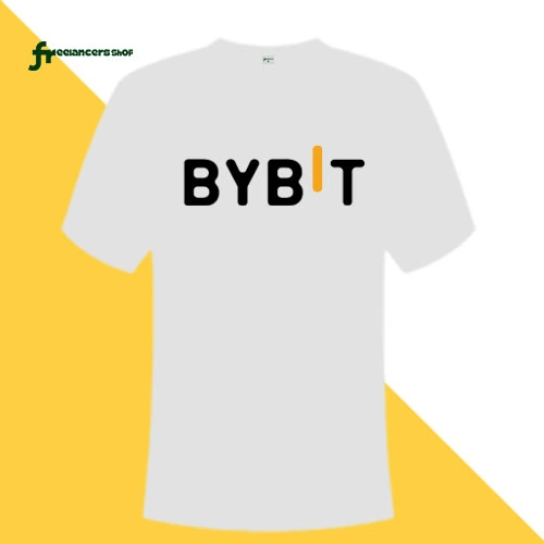 BYBIT logo printed white t-shirt for freelancers and crypto traders