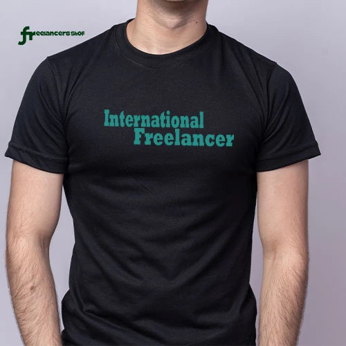 কালো আন্তর্জাতিক ফ্রিল্যান্সার টি-শার্ট - ফ্রিল্যান্সারদের জন্য প্রিমিয়াম সুতির গোল গলা