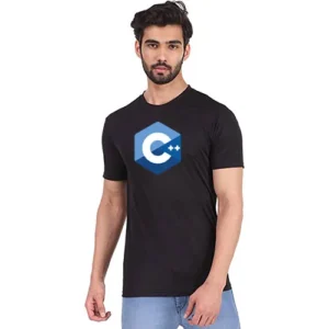 কালো কটন টি-শার্ট যাতে “C++” লোগো প্রিন্ট করা আছে