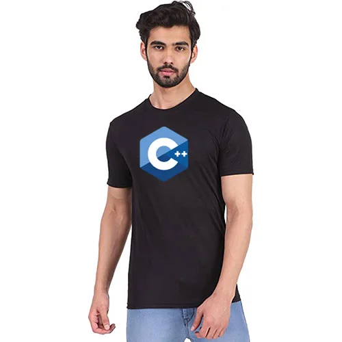 কালো কটন টি-শার্ট যাতে “C++” লোগো প্রিন্ট করা আছে